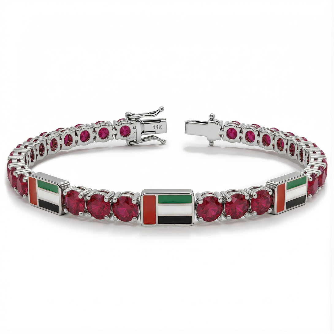 Ruby Tennis Bracelet with United Arab Emirates Flag no. 12