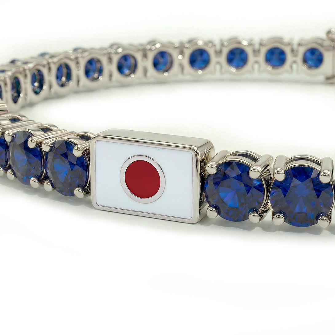 Sapphire Tennis Bracelet with Japan Flag no. 15