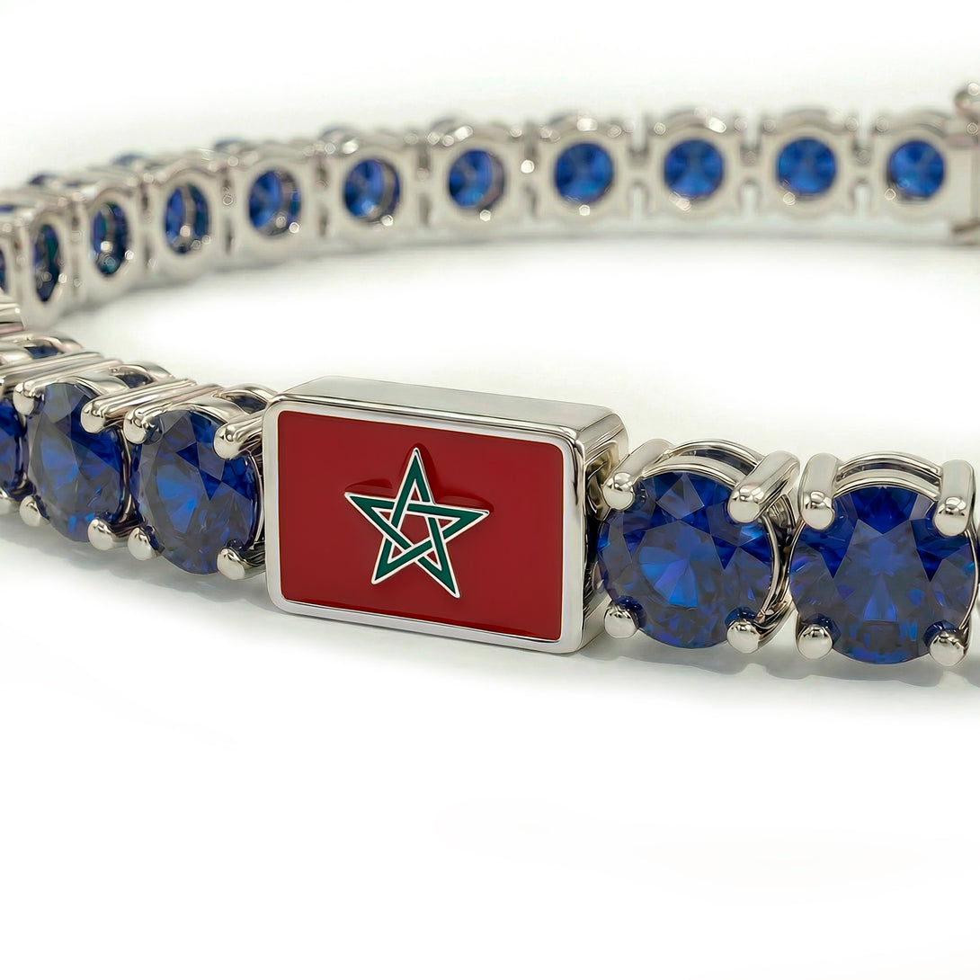 Sapphire Tennis Bracelet with Morocco Flag no. 15