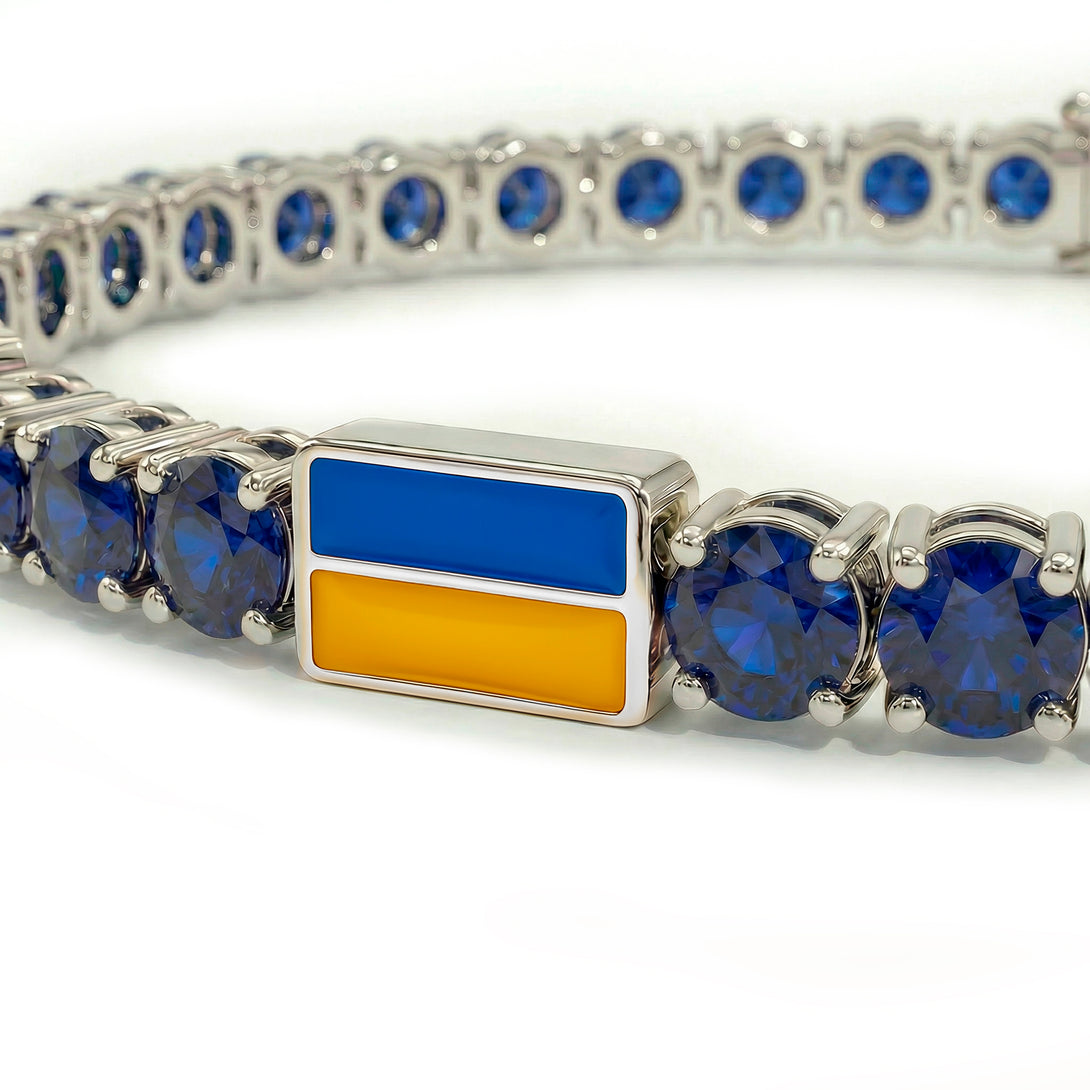 Sapphire Tennis Bracelet with Ukraine Flag no. 15