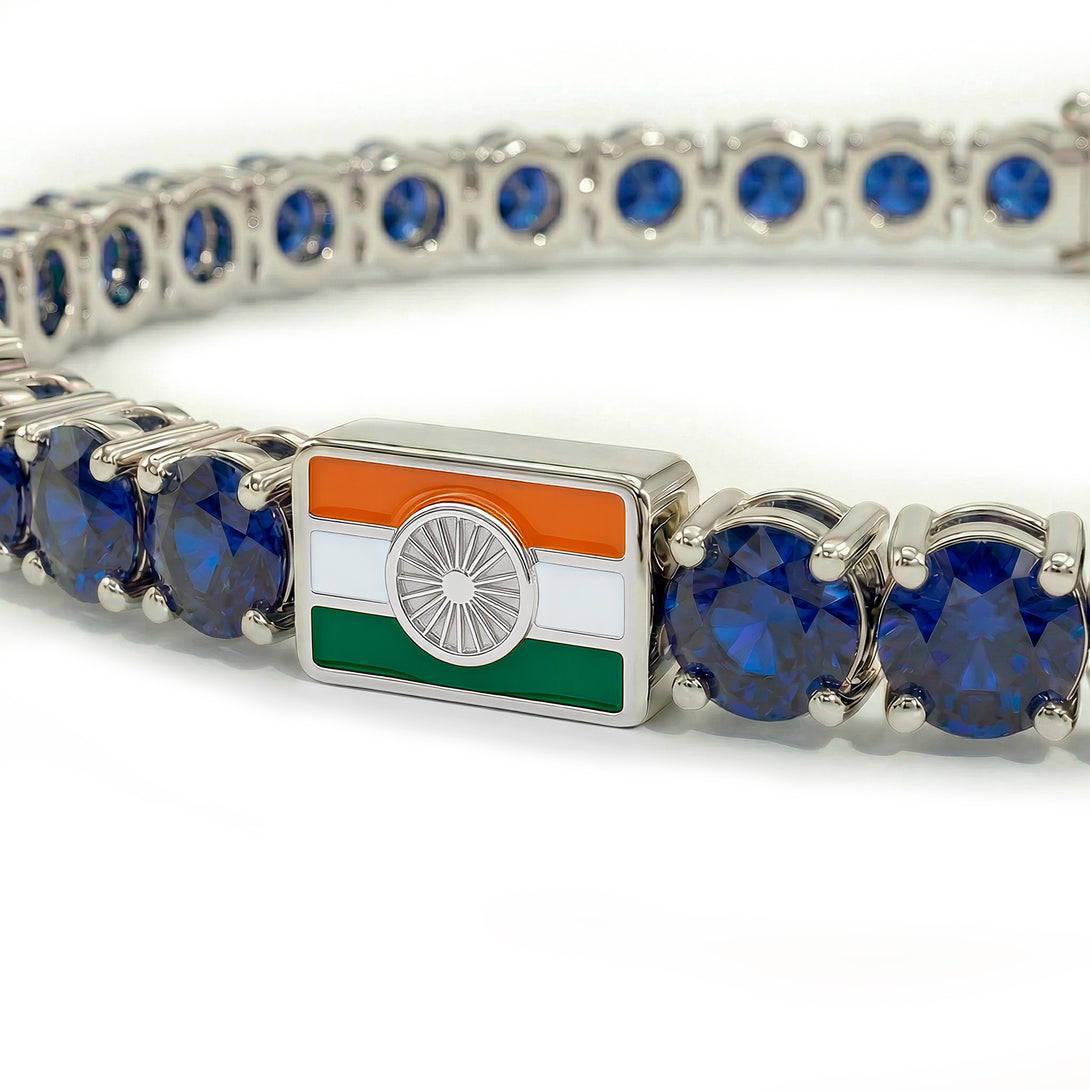 Sapphire Tennis Bracelet with India Flag no. 15