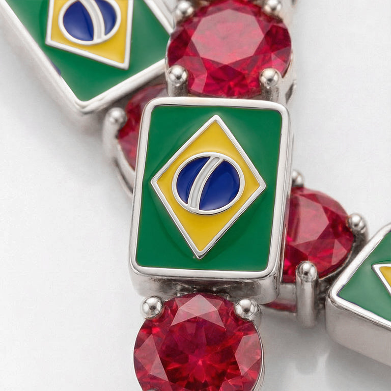 Ruby Tennis Bracelet with Brazil Flag no. 12