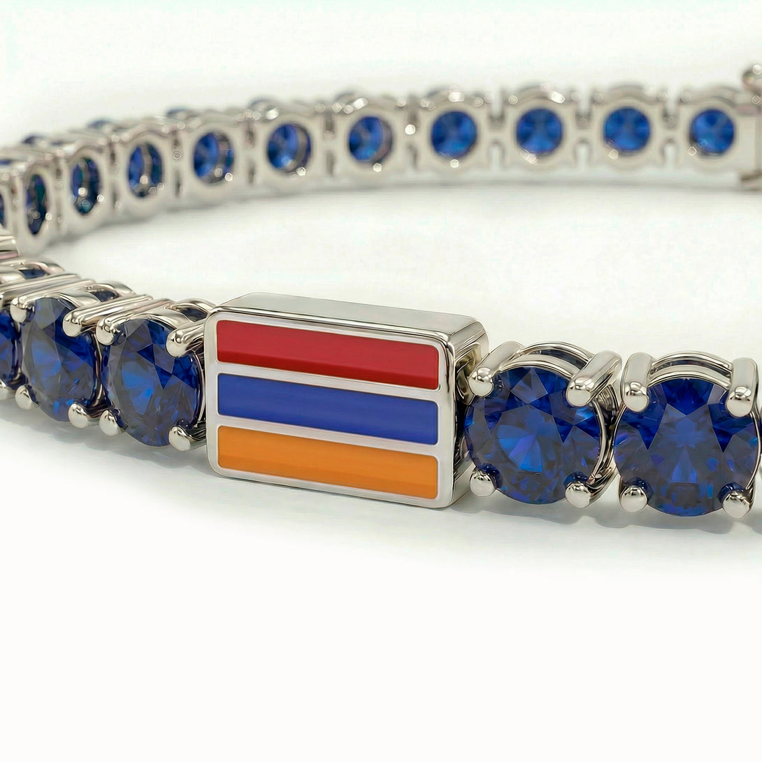 Sapphire Tennis Bracelet with Armenia Flag no. 15