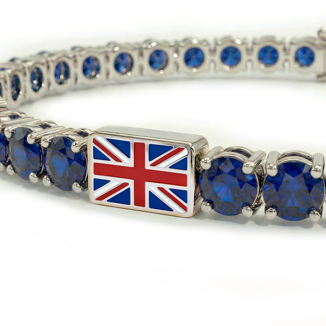 Sapphire Tennis Bracelet with United Kingdom Flag no. 15