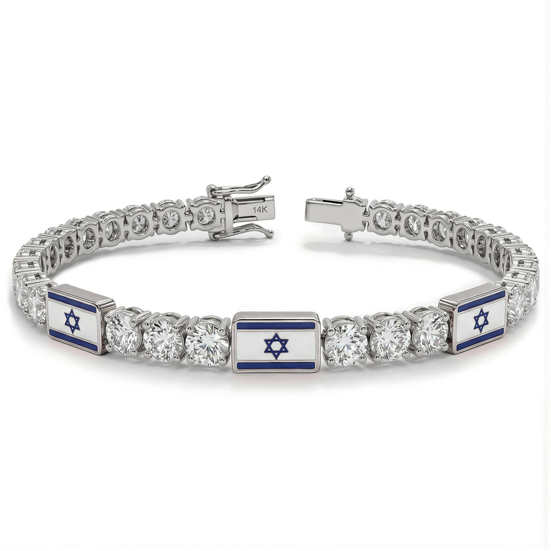 Diamond Tennis Bracelet with Israeli Flag no. 3
