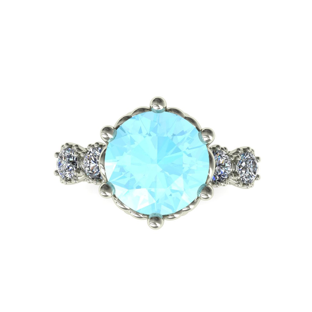 Alex custom of Classic 3 Stone Aquamarine Engagement Ring - Sofia No. 403