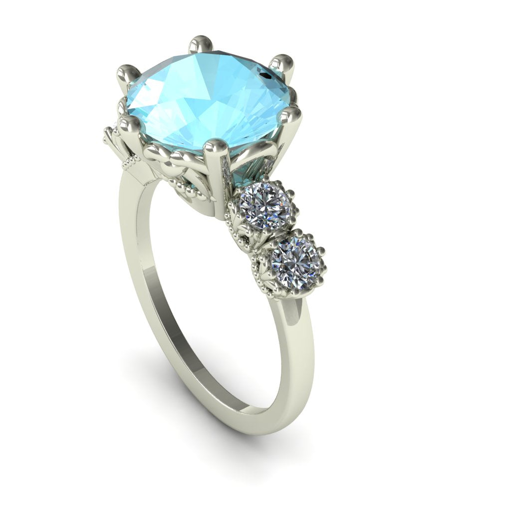 Alex custom of Classic 3 Stone Aquamarine Engagement Ring - Sofia No. 403