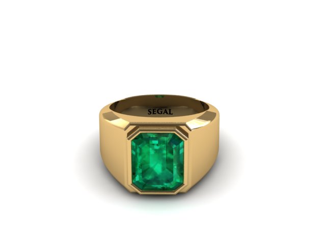 George's 22k Yellow Gold Custom Pinky emerald Ring For Men