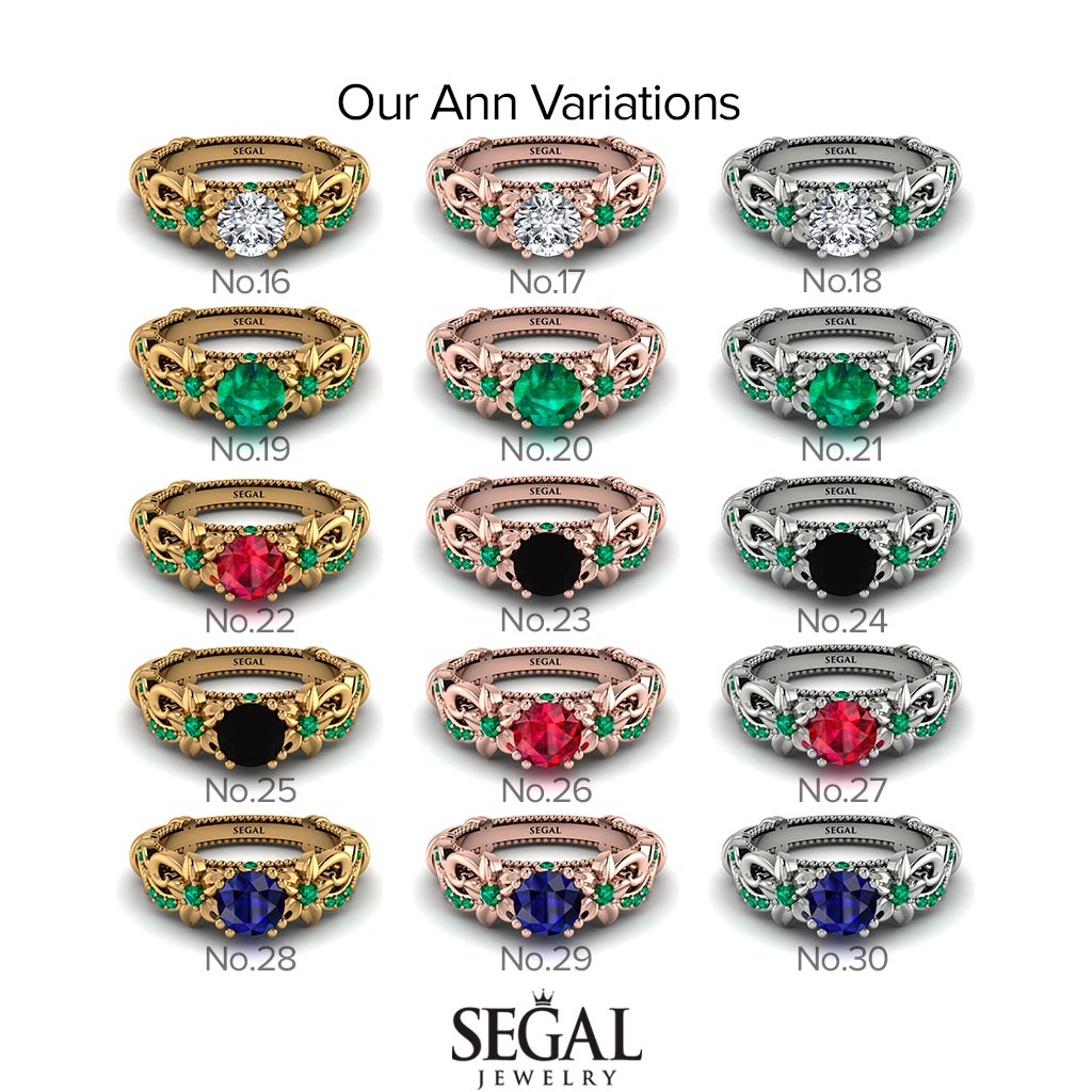 Vintage Flower Openwork Gold Diamond Engagement Ring - Ann No. 1