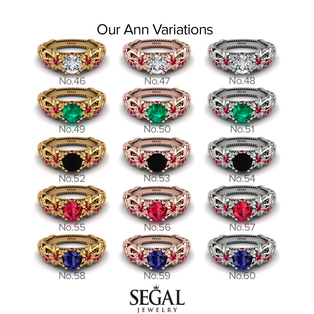 Vintage Flower Openwork Gold Diamond Engagement Ring - Ann No. 1