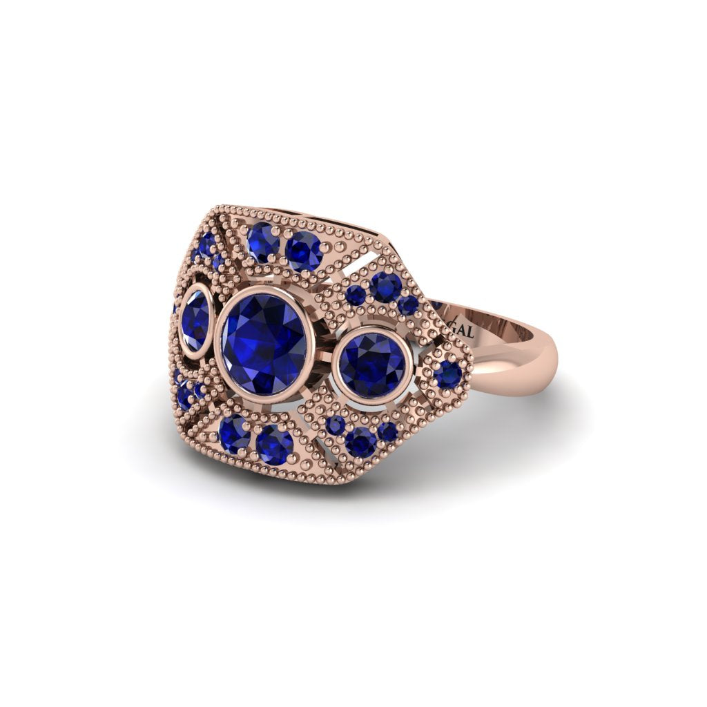 Sapphire Art Deco Geometric Engagement Ring - Haven No. 74
