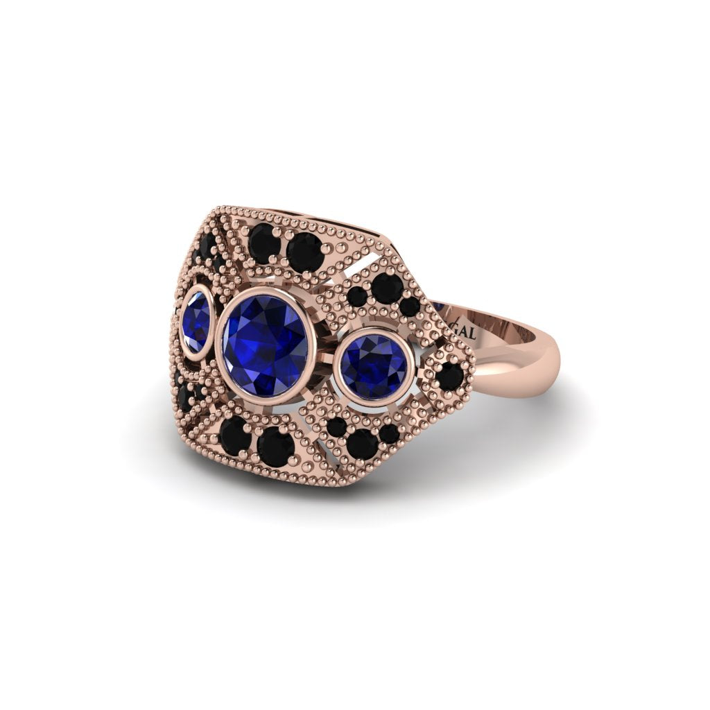 Sapphire Art Deco Geometric Engagement Ring - Haven No. 44