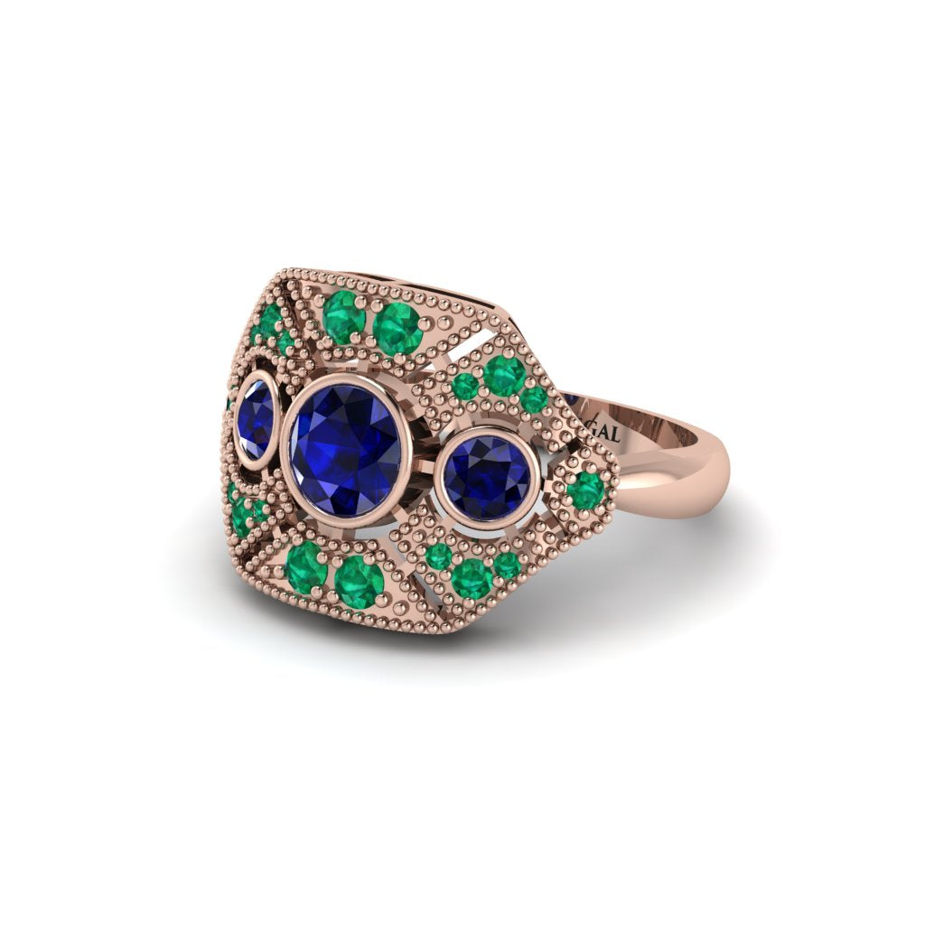 Sapphire Art Deco Geometric Engagement Ring - Haven No. 29