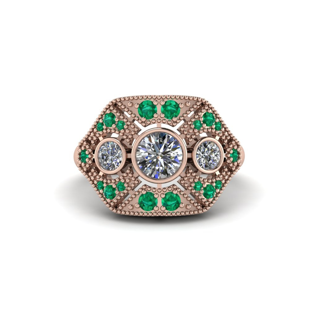 Diamond Art Deco Geometric Engagement Ring - Haven No. 17