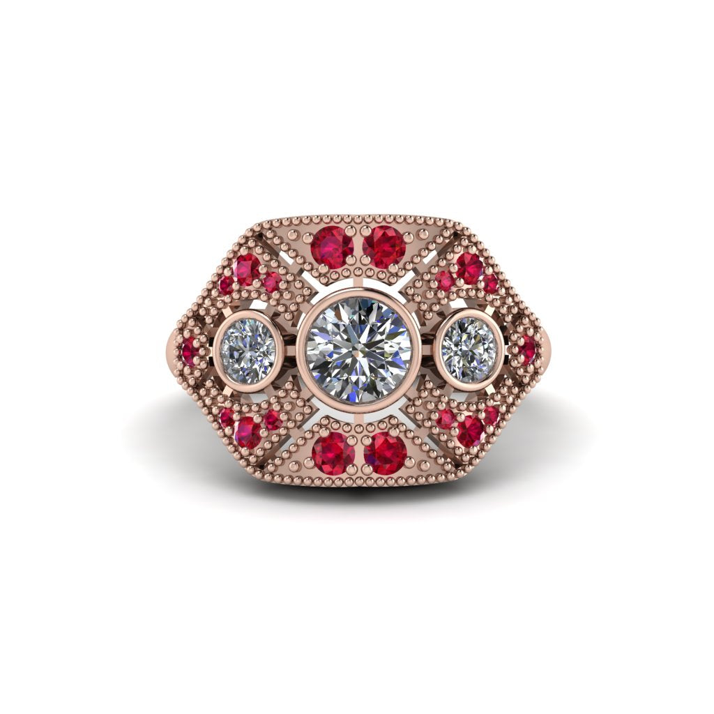 Diamond Art Deco Geometric Engagement Ring - Haven No. 47