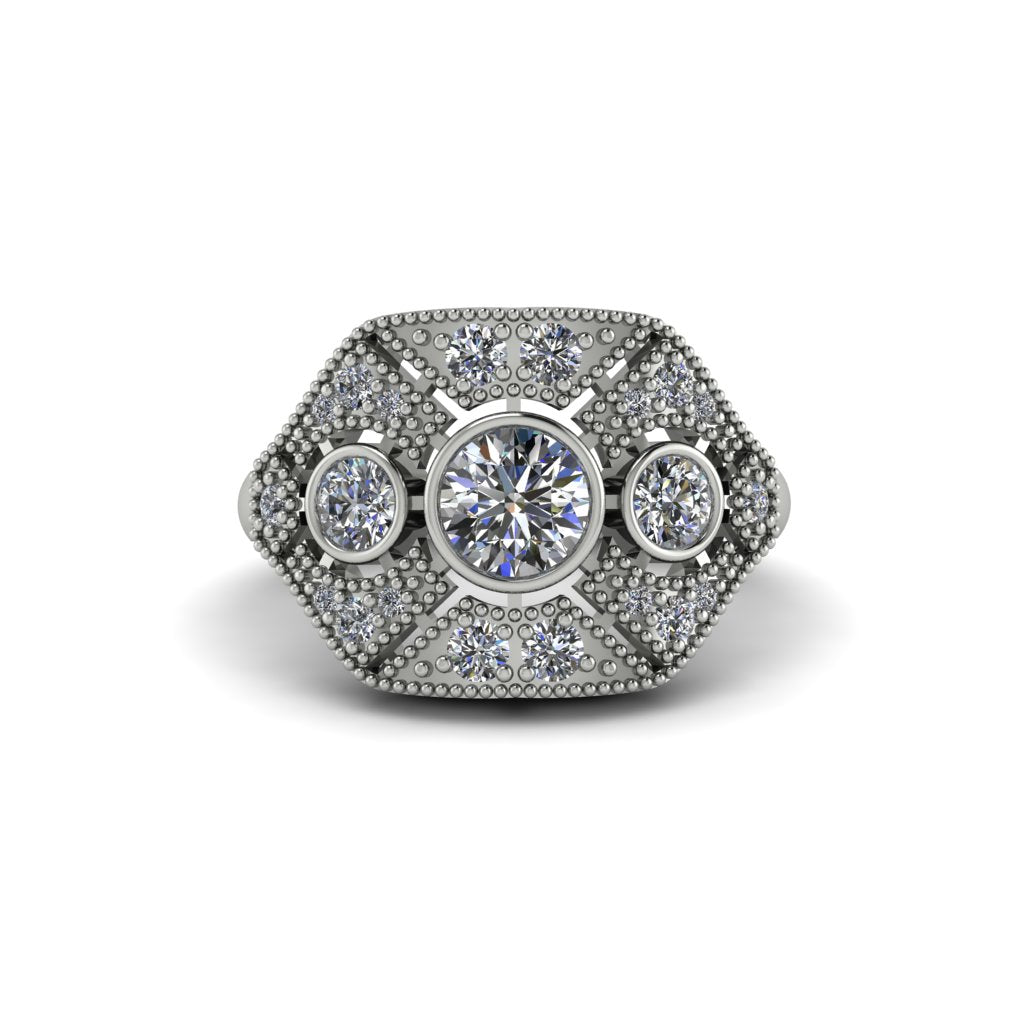 Diamond Art Deco Geometric Engagement Ring - Haven No. 3