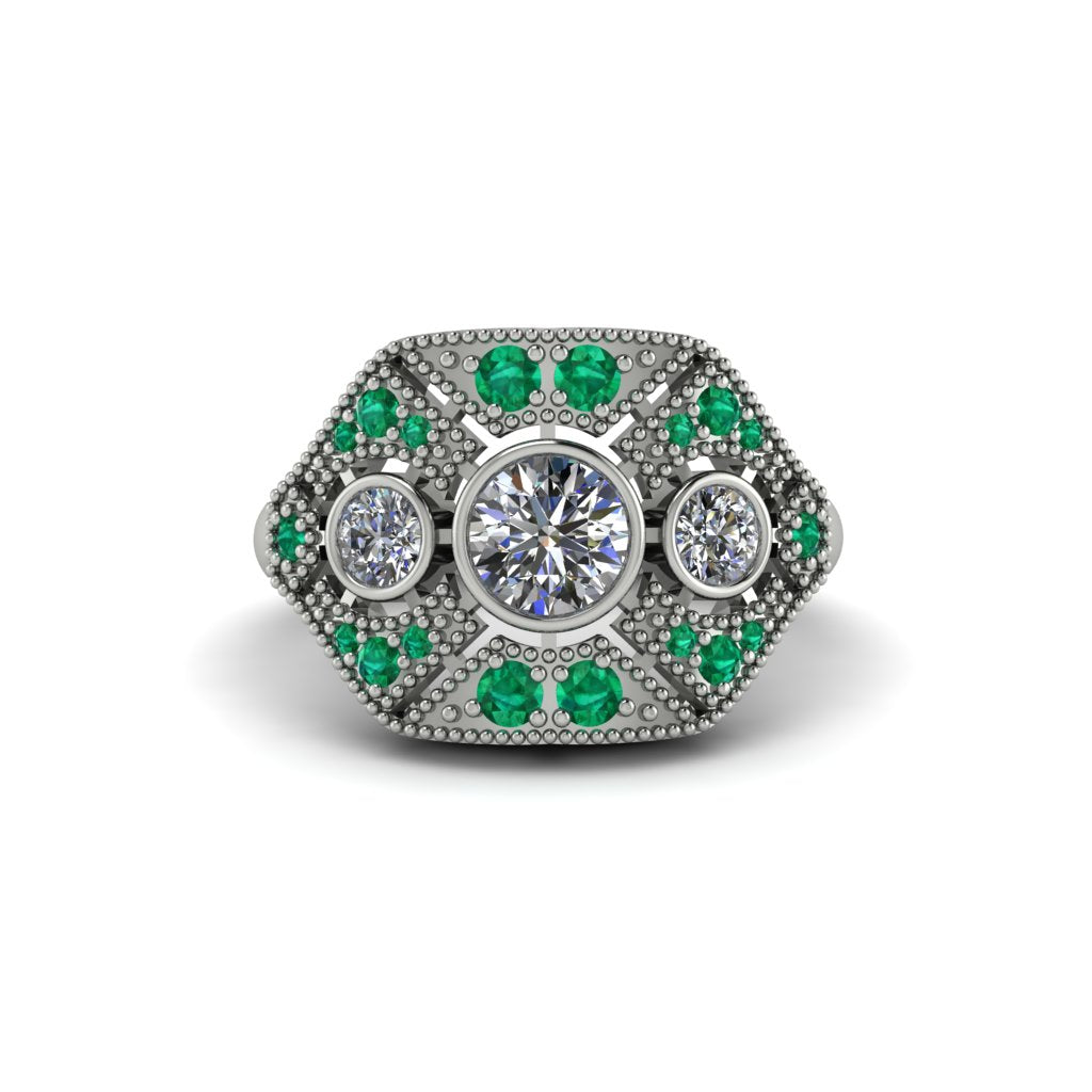 Diamond Art Deco Geometric Engagement Ring - Haven No. 18