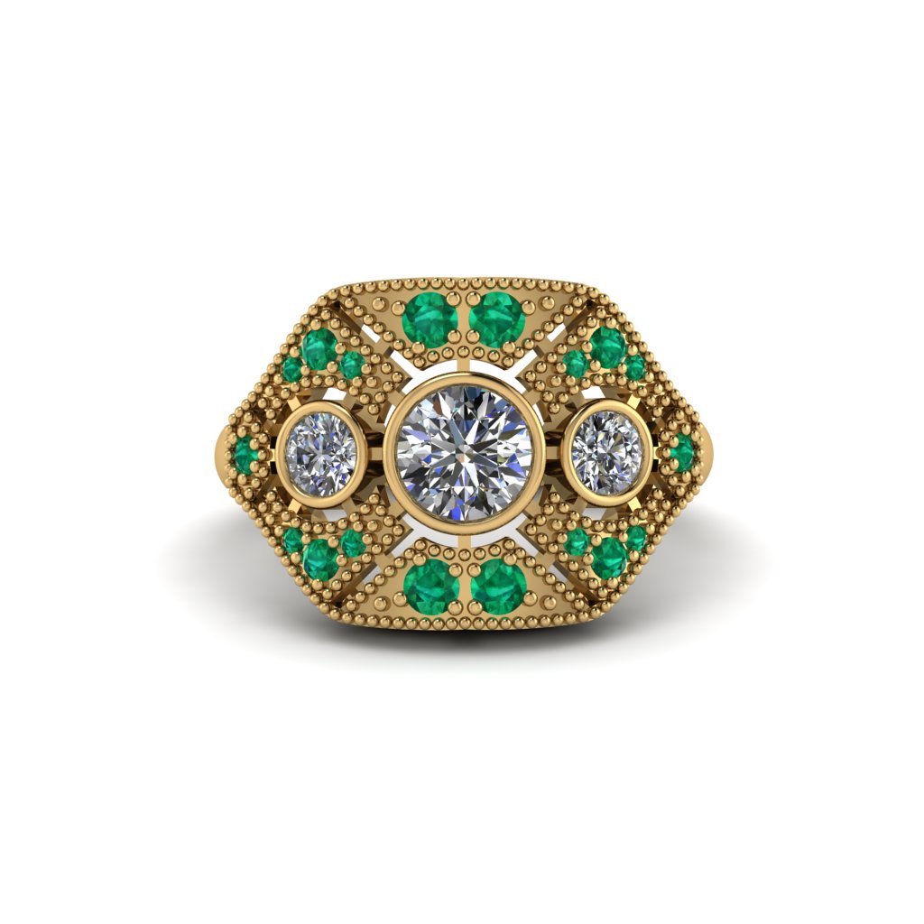 Diamond Art Deco Geometric Engagement Ring - Haven No. 16