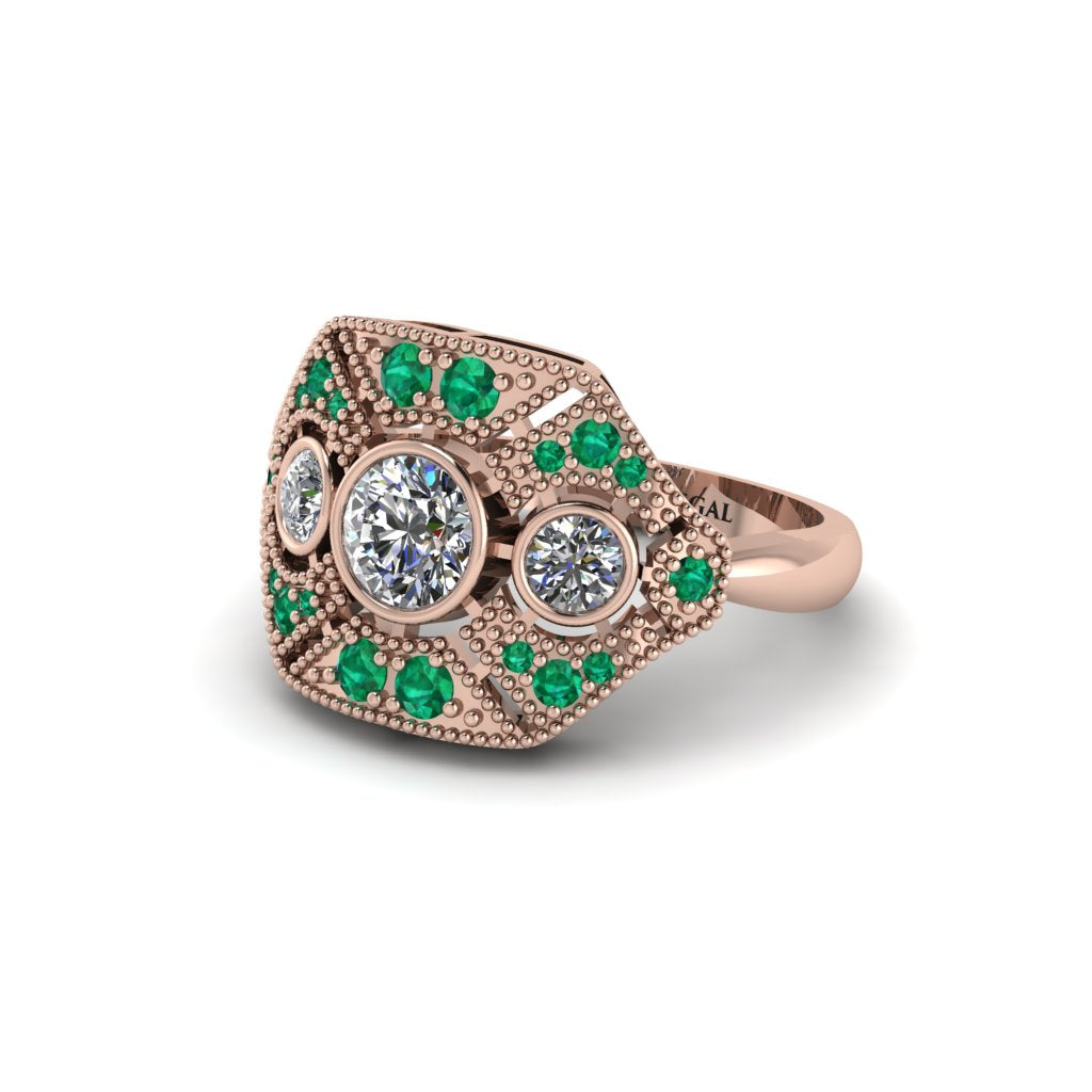 Diamond Art Deco Geometric Engagement Ring - Haven No. 17