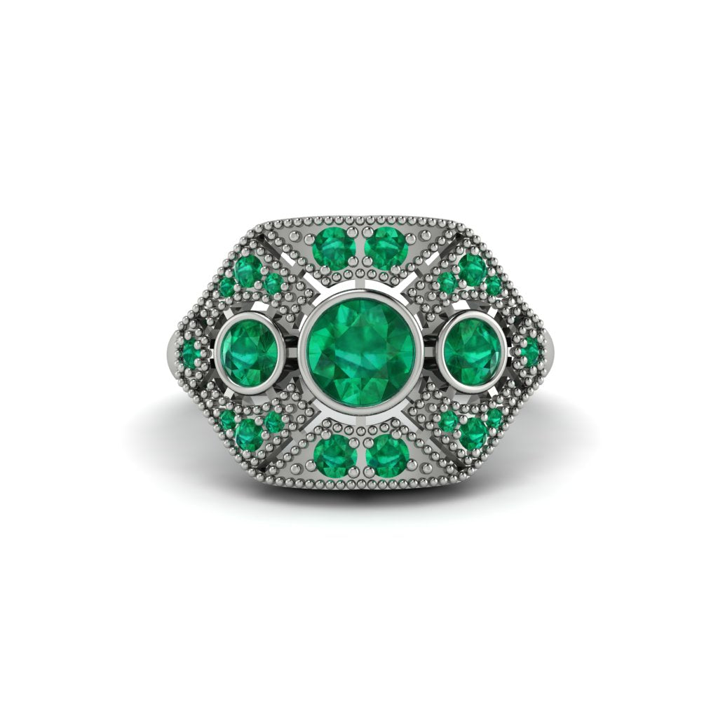 Emerald Art Deco Geometric Engagement Ring - Haven No. 21
