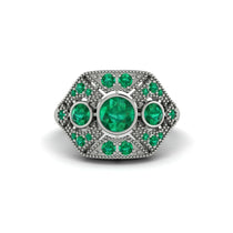 Emerald Art Deco Geometric Engagement Ring - Haven No. 21 image 1