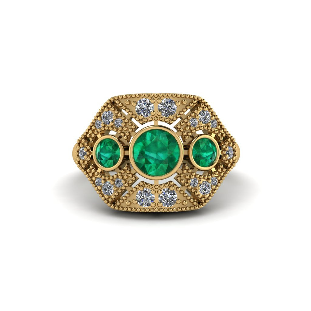Emerald Art Deco Geometric Engagement Ring - Haven No. 4