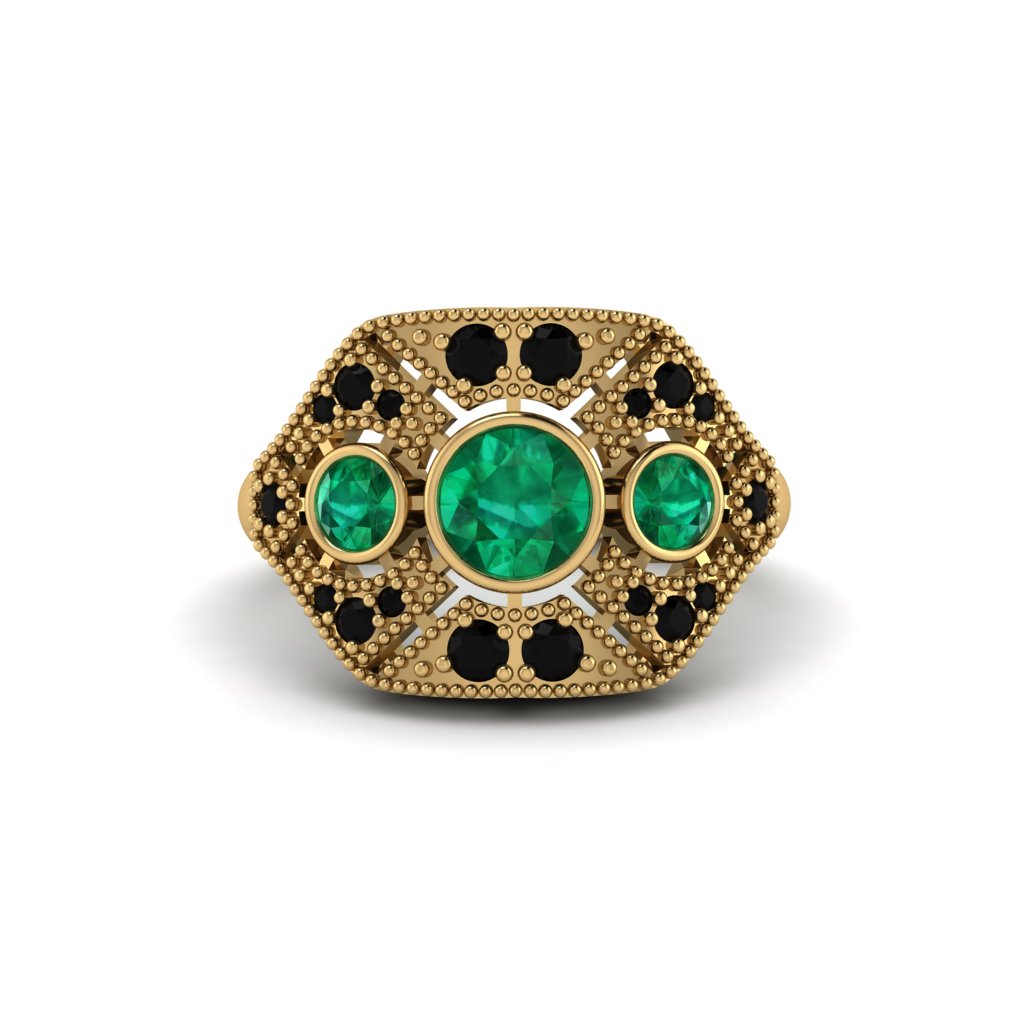 Emerald Art Deco Geometric Engagement Ring - Haven No. 34