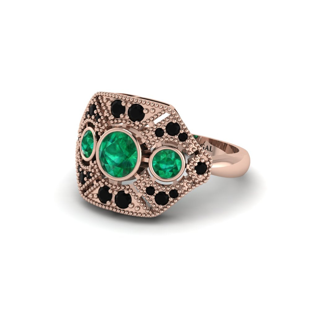 Emerald Art Deco Geometric Engagement Ring - Haven No. 35