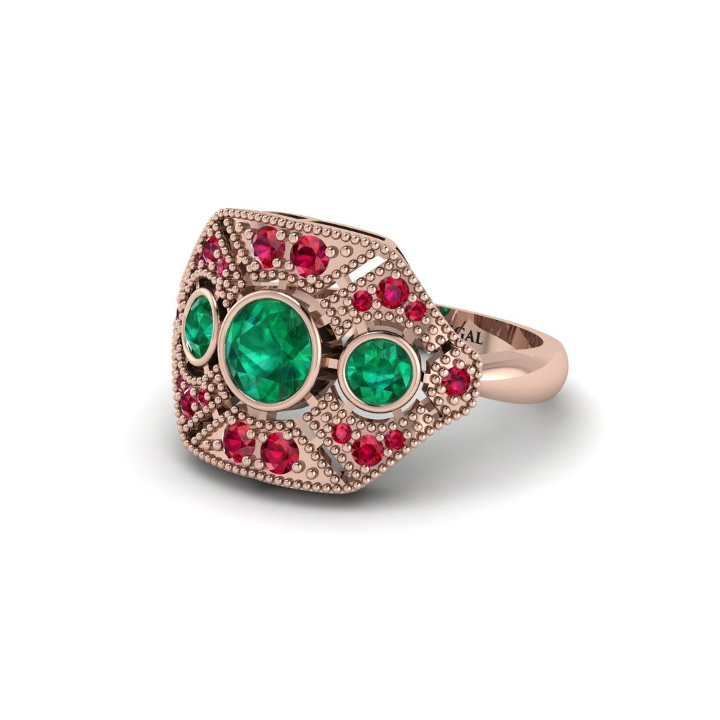 Emerald Art Deco Geometric Engagement Ring - Haven No. 50