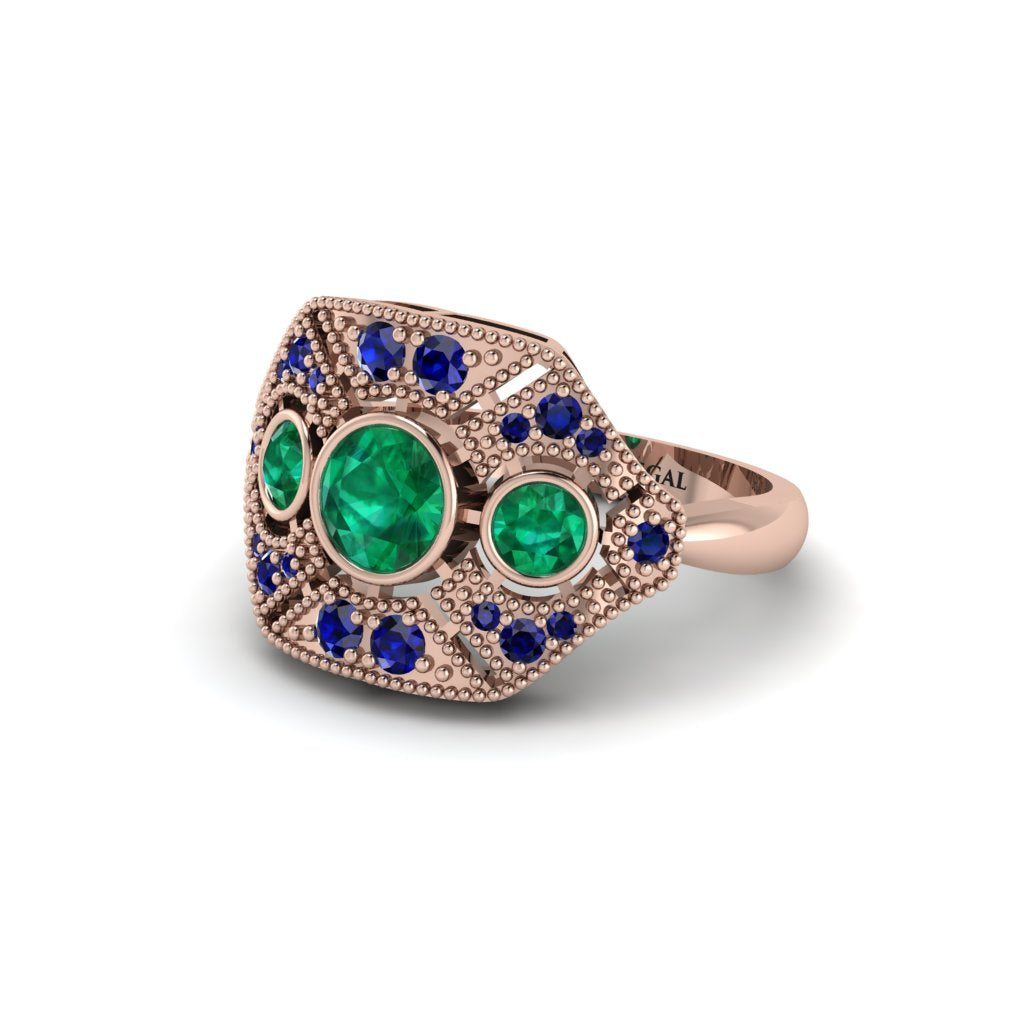 Emerald Art Deco Geometric Engagement Ring - Haven No. 65
