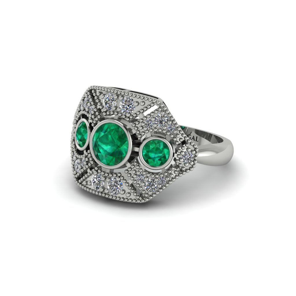 Emerald Art Deco Geometric Engagement Ring - Haven No. 6