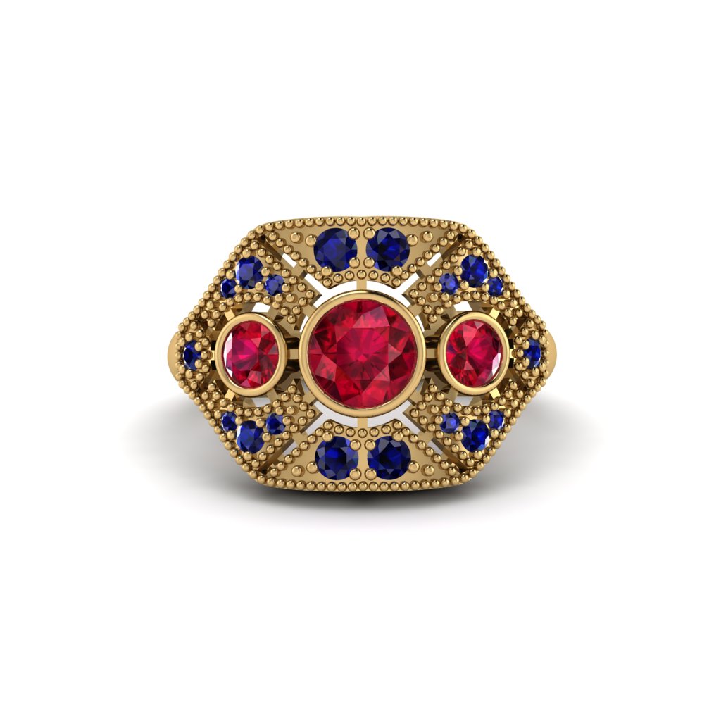 Ruby Art Deco Geometric Engagement Ring - Haven No. 70