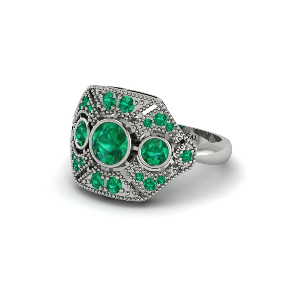 Emerald Art Deco Geometric Engagement Ring - Haven No. 21