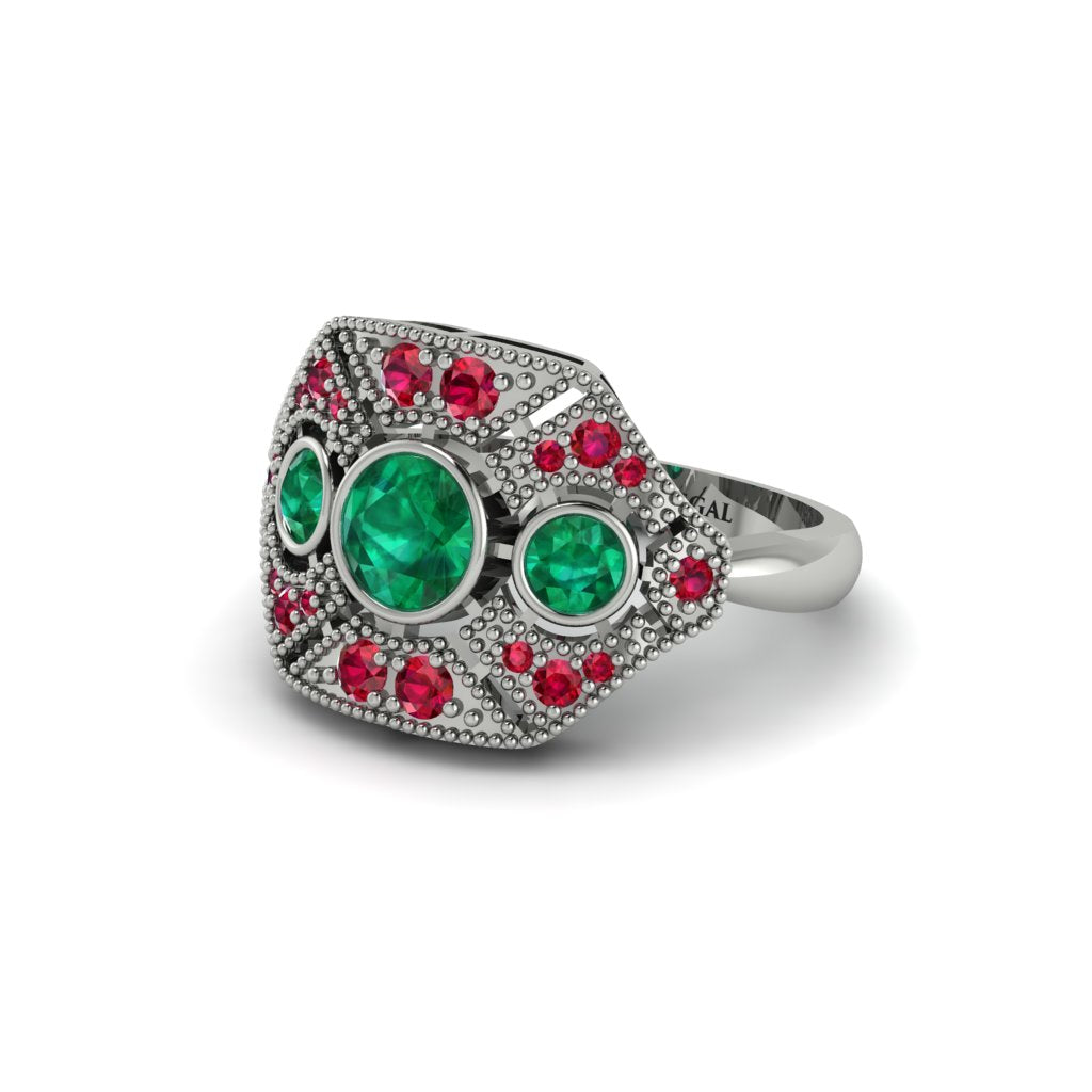 Emerald Art Deco Geometric Engagement Ring - Haven No. 51