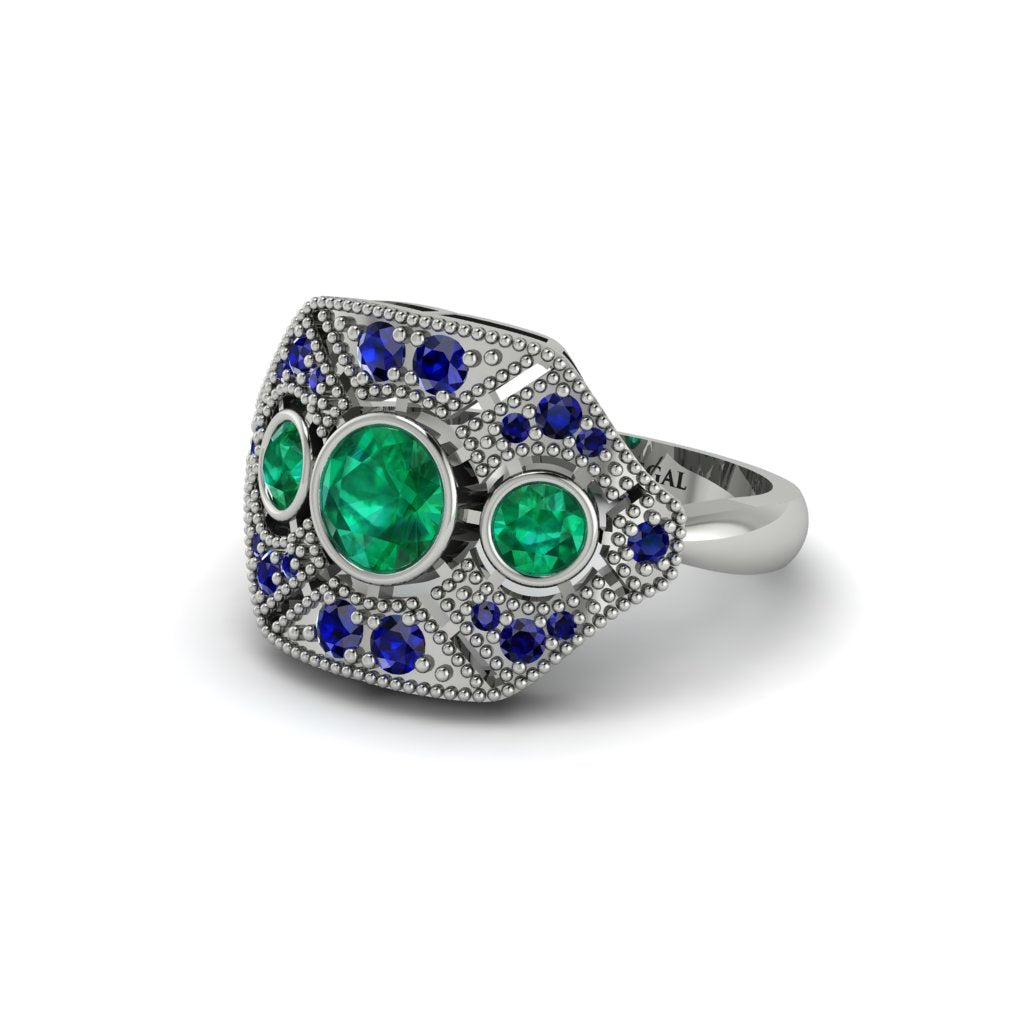 Emerald Art Deco Geometric Engagement Ring - Haven No. 66