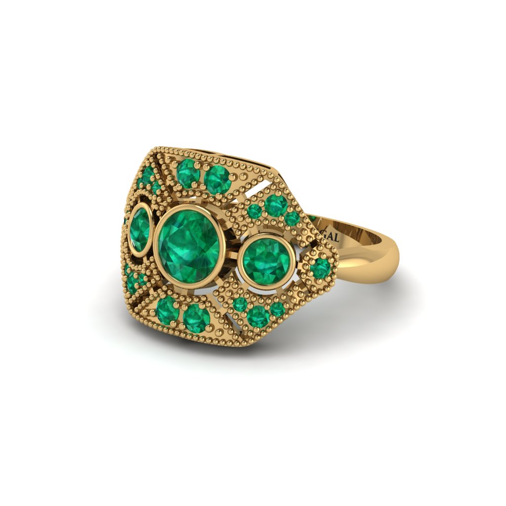 Emerald Art Deco Geometric Engagement Ring - Haven No. 19