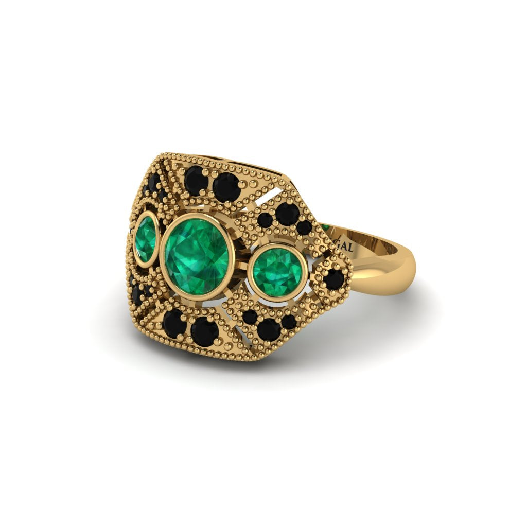 Emerald Art Deco Geometric Engagement Ring - Haven No. 34