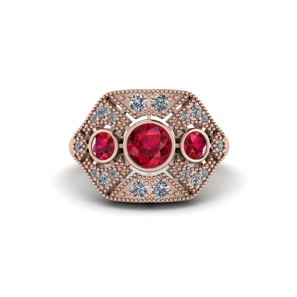 Ruby Art Deco Geometric Engagement Ring - Haven No. 11