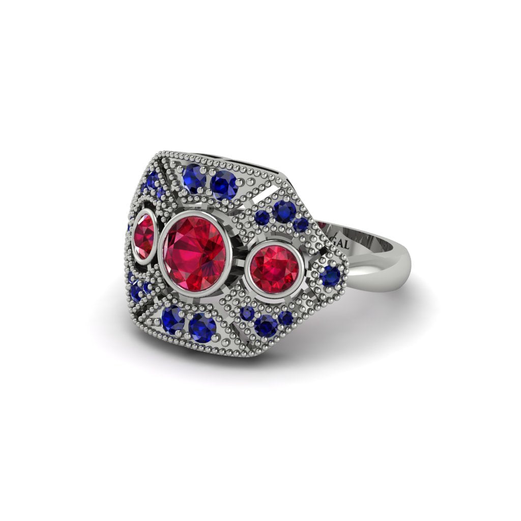 Ruby Art Deco Geometric Engagement Ring - Haven No. 72