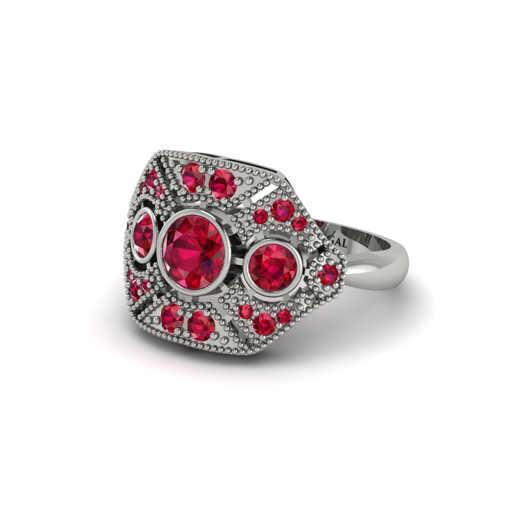 Ruby Art Deco Geometric Engagement Ring - Haven No. 57