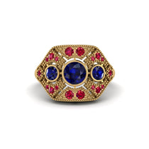 Sapphire Art Deco Geometric Engagement Ring - Haven No. 58 image 1