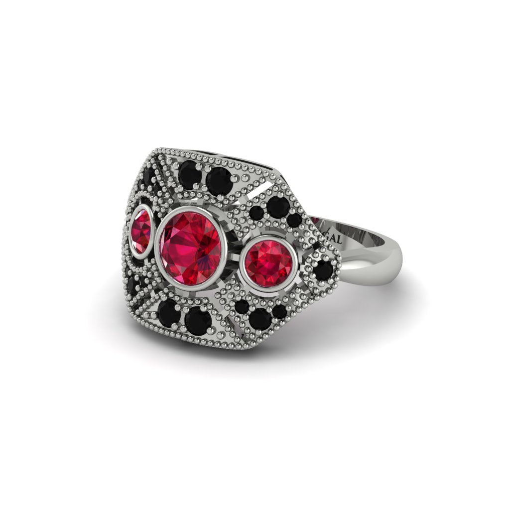 Ruby Art Deco Geometric Engagement Ring - Haven No. 42