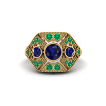 Sapphire Art Deco Geometric Engagement Ring - Haven No. 28 image 1