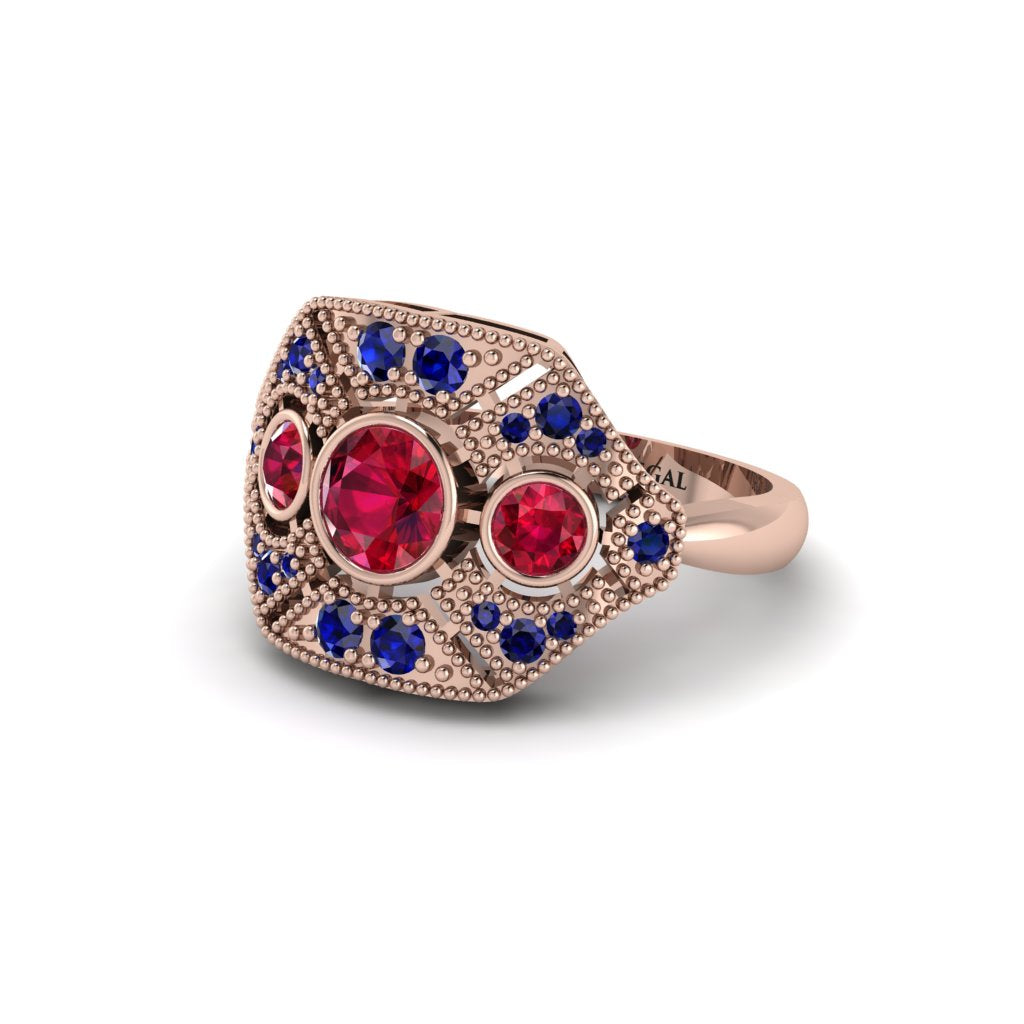 Ruby Art Deco Geometric Engagement Ring - Haven No. 71