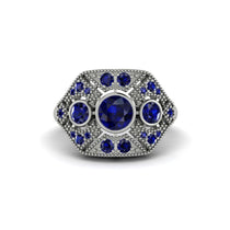 Sapphire Art Deco Geometric Engagement Ring - Haven No. 75 image 1