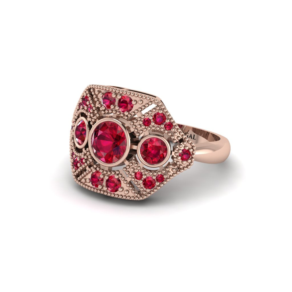 Ruby Art Deco Geometric Engagement Ring - Haven No. 56