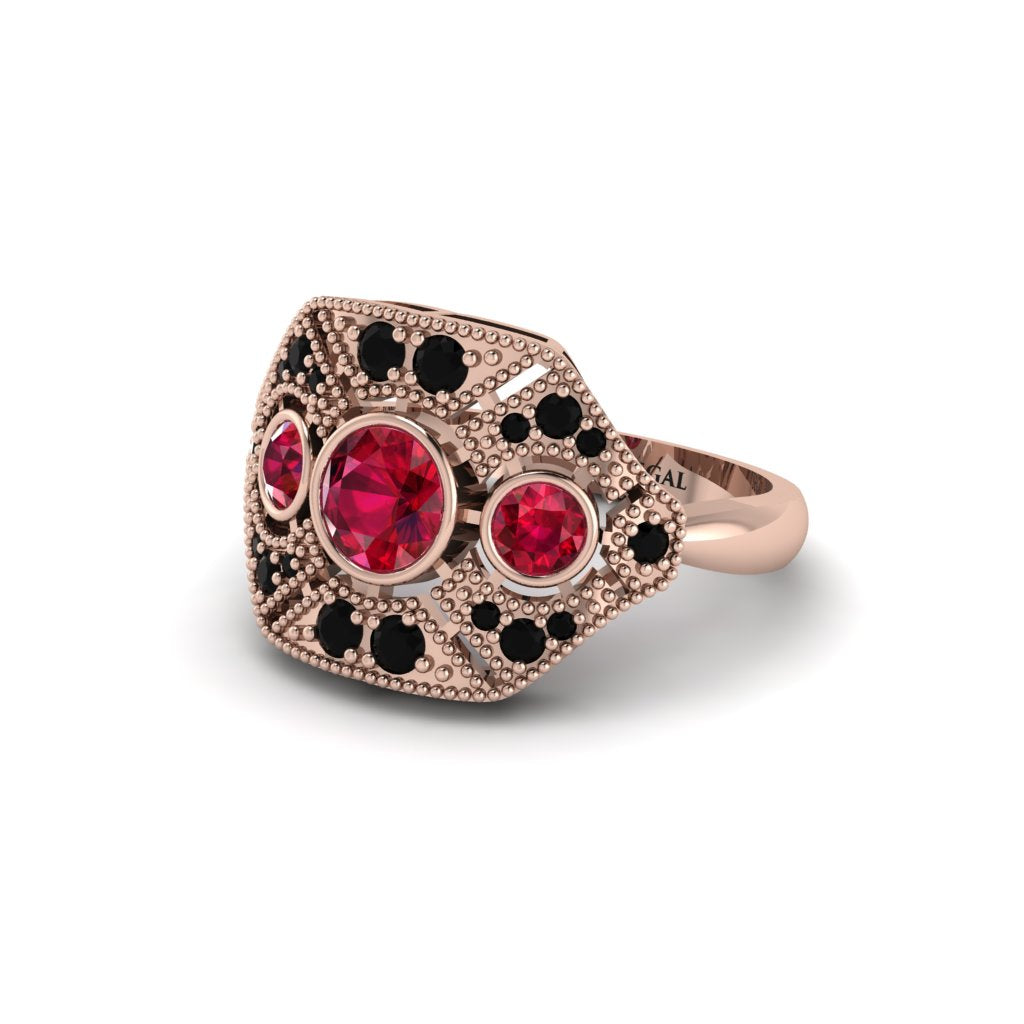 Ruby Art Deco Geometric Engagement Ring - Haven No. 41