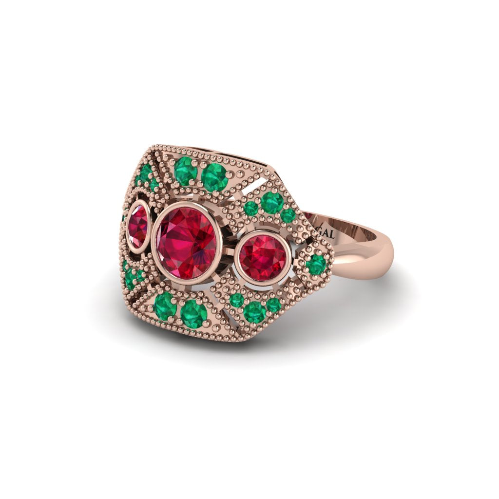 Ruby Art Deco Geometric Engagement Ring - Haven No. 26