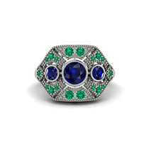 Sapphire Art Deco Geometric Engagement Ring - Haven No. 30 image 1