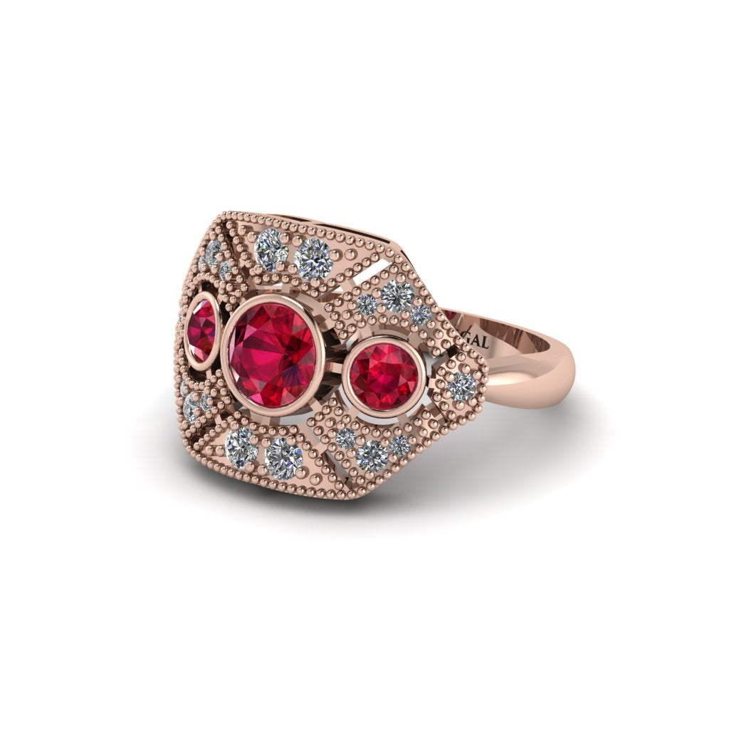 Ruby Art Deco Geometric Engagement Ring - Haven No. 11